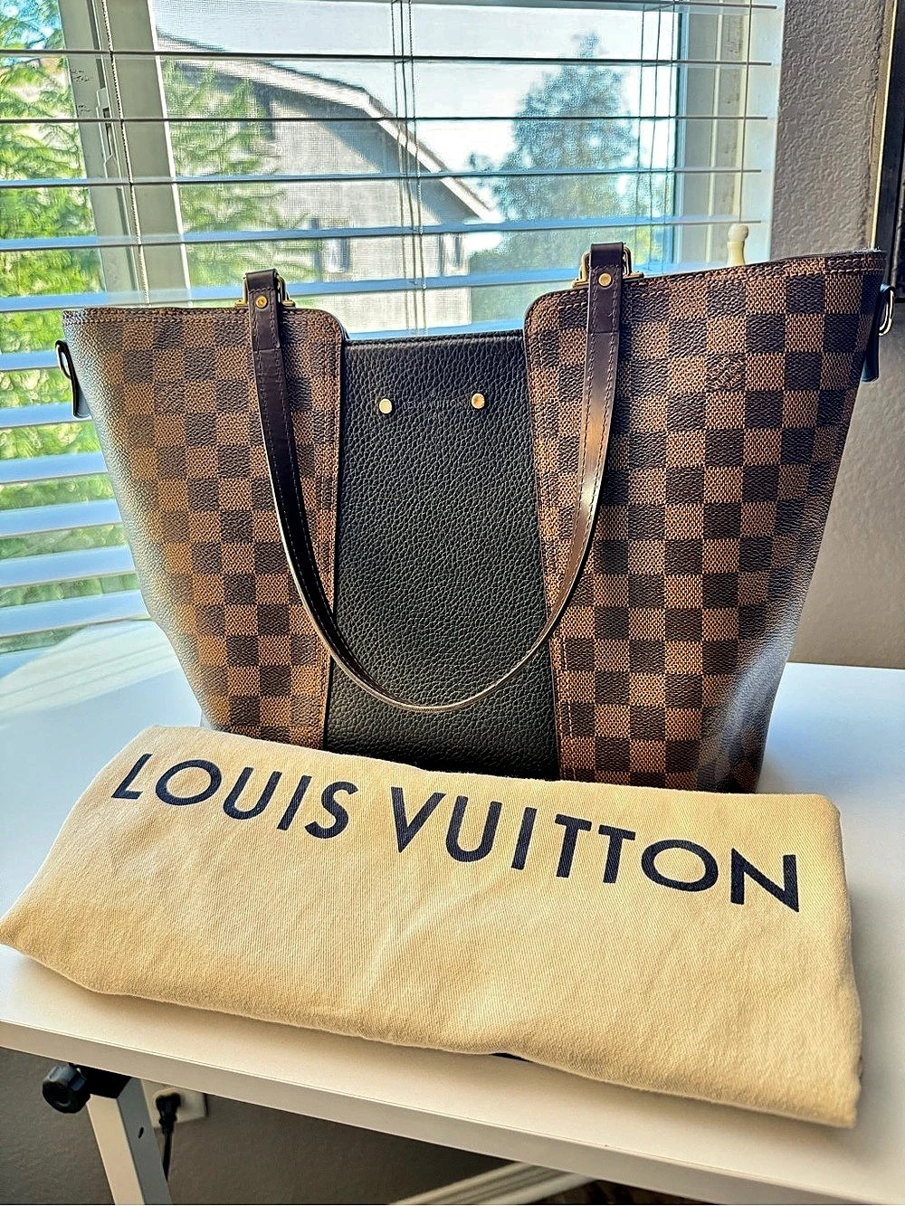 Louis Vuitton Neverfull MM Damier Ebene Tote Brown NO Keys
